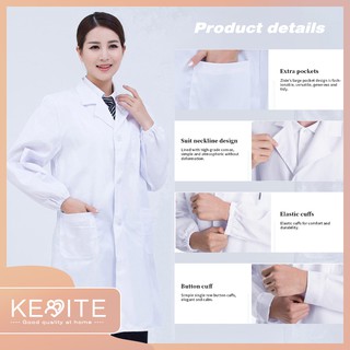Long-sleeved doctor coat workwear student pharmacy doctor laboratory male and female white coat