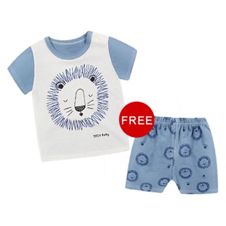 Cute Lion Blue Boy Shirt and Shorts Set (1)