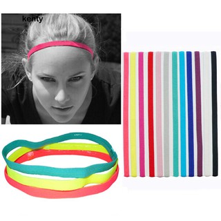 KT★Women's Men's Candy Color Sports Running Anti-Slip Elastic Headband Hair Band