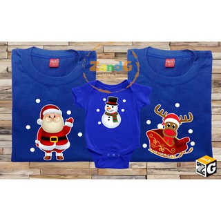 Christmas theme family shirt blue