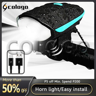 【COLOGO】 Bike Light With Horn Rechargeable Waterproof 3 Lighting Modes 5 Sounds # Horn Light L03