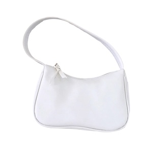 Designer Handbag Vintage Baguette Bag Women PU Leather Shoulder Bag Solid Color Armpit White Bag Fre (4)