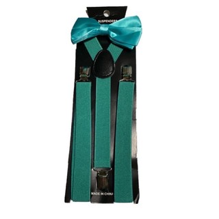 men’s classic suspender teal green set