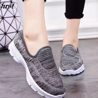 Korean fashion slip on shoes sneakers for women running rubber shoes low cut