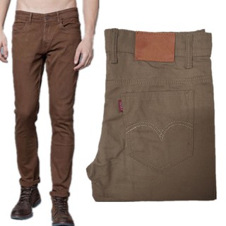 Men's trousers ❀Semi Stretchable Brown Skinny Pants For Men A88804❅