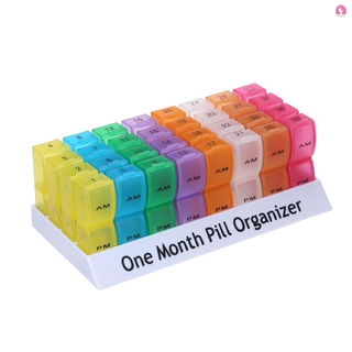 【PRE-ORDER Monthly Pill Organizer Container with Popup Open Design 2 Times a Day AM PM Compartment