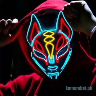 （COD-hot）Fox Mask Neon Led Light Cosplay Mask Halloween Party Rave Led Mask (1)