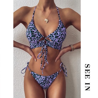 swimsuit swimwear bikini women sexy lingerie loungewear simple fashion polka dot printing see in