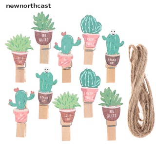 [newnorthcast] 10 pcs/lot Cute Cartoon plant Cute Wooden Paper Clips / Small Craft Photo Pegs