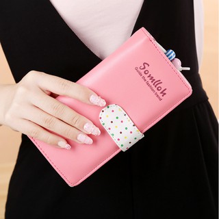 Ladies Pink Dot Korean Trendy Cellphone Long Wallet (7)