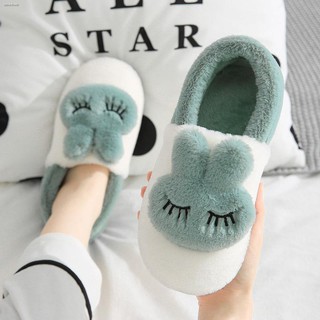 ☢Cotton slippers women winter bag with indoor home non-slip thick-soled plush warm cute couple floor