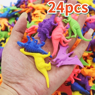 24 pieces of mini dinosaur toy set, suitable for dinosaur party cake decoration-all kinds of vinyl plastic dolls