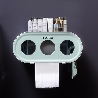Wall Mounted Toilet Paper Holder Stand Organizer Tray Roll Black Toilet Paper Storage Box Tissue Box