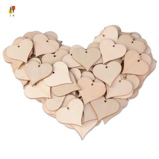 Wooden Love Heart Slices Name Tags Wood Art Craft Pieces 100pcs