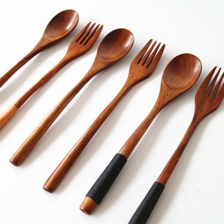 2 PCS/set Wooden Spoon Fork Set no Tangled Line Spoon Fork (1)