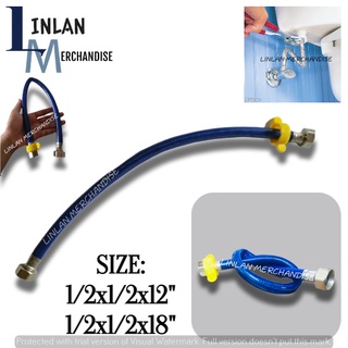1 PC Stainless Flexible Plumbing Blue Braided Hose For Angle Valve (1/2x1/2x12" & 1/2x1/2x18")(1002)