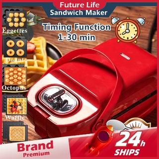 5 IN 1 Electric Sandwich Maker Waffle Maker Time Control Breakfast Maker Bread Maker Machine Automatic Power Off
