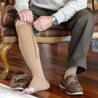Zippered Compression Knee Socks Leg Open Toe (7)