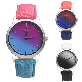 Retro Rainbow Design Leather Band Analog Quartz Wrist Watch (1)