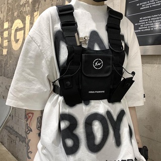 Fashion Hip Hop Streetwear Chest Bag For Men Tactical Functional Unisex Waistcoat Black Bullet Vest