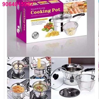 FGY09.14❒❏✕MINI888 Set Pot Cooking Noodle Pot Stainless Steel soupPan steamer Fryer Pasta home Induc (7)