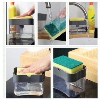 Kitchen Tray Sponge Soap Dispenser Manual Soap Dispenser with Washing Sponge