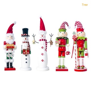 tree Wooden Santa Claus Snowman Nutcracker Soldier Doll Vintage Handcraft Puppet Christmas Ornaments