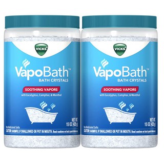 Vicks 2-Packs VapoBath Bath Crystals Soothing Vapors Eucalyptus Camphor Menthol 425 Grams 15 Oz
