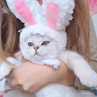 2PCS Cat Bunny Rabbit Ears Hat Cap Pet Cosplay Costumes for Cat