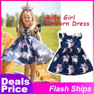 [Ready Stock] Baby Girl Dress Unicorn Dress for Kids Summer Toddler Princess Tutu Dress