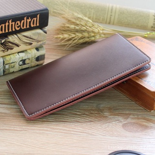 Men's Retro Cowhide Long Wallet Women's Genuine Leather Wallet Minimalist Thin Ticket Holder Multi-Card-Slot Card Holder Clutch 8QZB