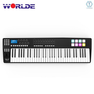 ∮ WORLDE PANDA61 Portable 61-Key USB MIDI Keyboard Controller 8 RGB Colorful Backlit Trigger Pads wi