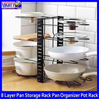 8 Layers Shelf Organizer Pots and Pans Organizer Black