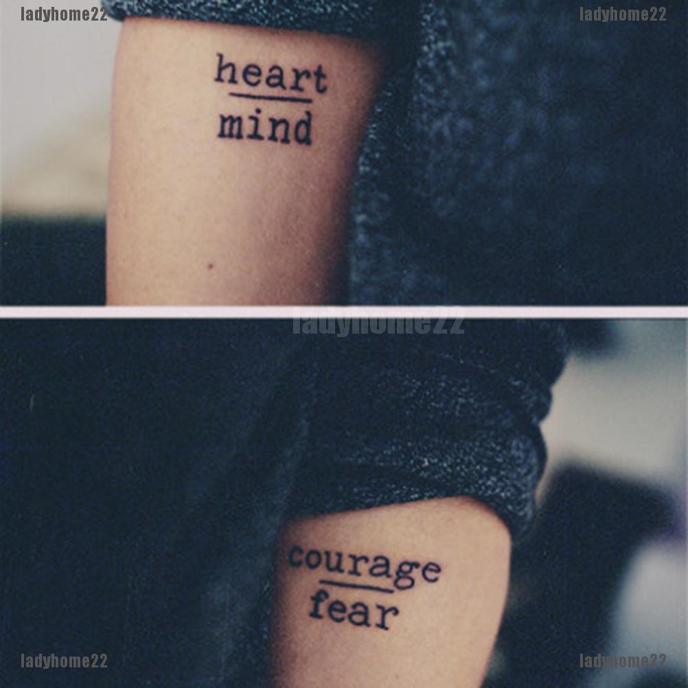 Chic Waterproof Temporary Tattoo Stickers Heart Mind Letters (4)
