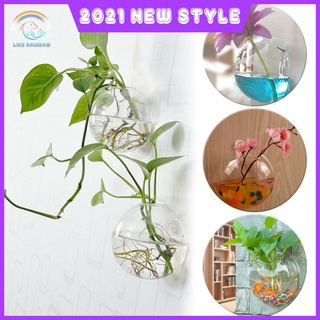 Wall Flower Hanging Vase Table Decor Creative Transparent Glass