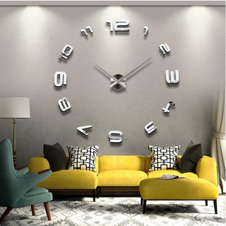 Large Modern 3D Wall Clock Mirror Surface Sticker