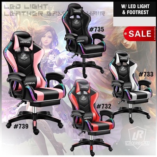 Leever Moon and On/Off w/ Footrest & LED Lights Gaming Chair (Leather) Computer chair , reclining.
