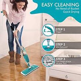 Healthy Spray Mop with Removable Washable Cleaning Microfiber Pad 360 Degree Spin Head