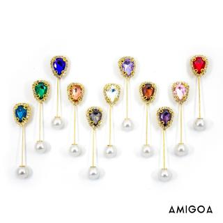 【Amigoa】Brooch Pin Shape Gems Pearl Accents + Rhinestone for Women