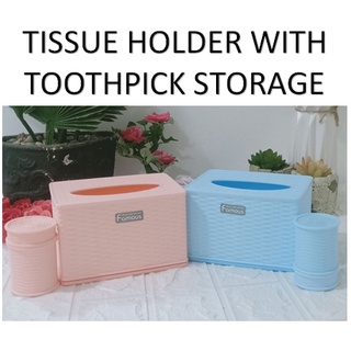 Household Storage Box Tissue Holder Tissue Box Plastic Box Home Organizer with Toothpick Holder