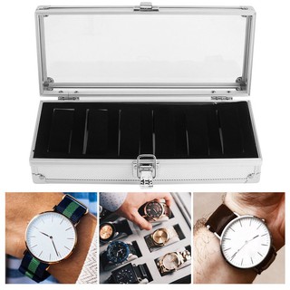 6 Grids Slots PU Leather Watch Display Box Watch Organizer Container Watch Display Case Black