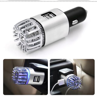 Car Purifiers 2 In 1 Negative Ions With Dual Usb Charger Ionizer Air Freshener Ionic Odor Eliminator