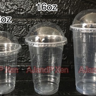 50 sets - 16oz flat cups with dome lids - 95mm plastic milk tea cups