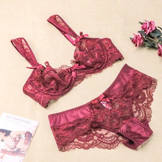 Dropshipping Varsbaby Purple/Red sexy transparent bra set lingerie set V323