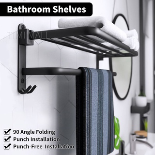 HN Black Towel Rack Towel Holder Shower Rack Bathroom Accessories Organizer Towel Hanger With Hooks
