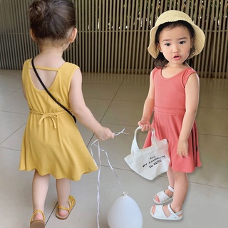 Summer Girl Cotton Dress Baby Vest Dress Children Sleeveless Dress for Daily Wear