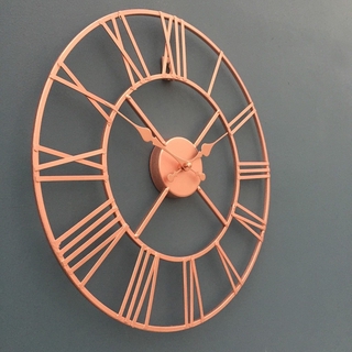 Rose Gold / Copper Colour Metal Skeleton Wall Clock (2)