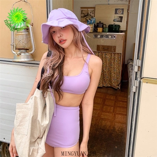 [mingyuan] 2021 Three-piece Purple Yellow Bikini Catapult Triangle Beach Hat Swimming Wear Women Swimsuit