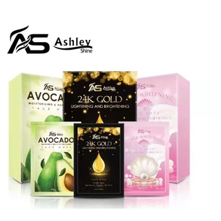 Ashley Shine Beauty Face Masks Sheet 1pc ( 24K Gold, Pearl Whitening, Avocado )