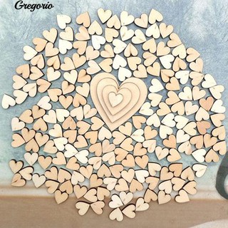 COD!Gregorio 100Pcs 4Sizes Mixed Wood Wooden Love Heart Wedding Table Scatter Decor DIY Craft